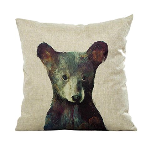 Fheaven Cute animals Pillow Case Sofa Waist Throw Cushion Cover Home Decor for Merry Christmas and Halloween(Cats, dogs, bears, rabbits) (A)