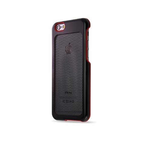 iPhone 6s Case, IOM COOLMESH Revolutionary Mesh Design Made From Ultra-Light Aerospace Stainless Steel(Non Magnetic High grade) Case for iPhone 6 /6s - Black/Red Trim Hex