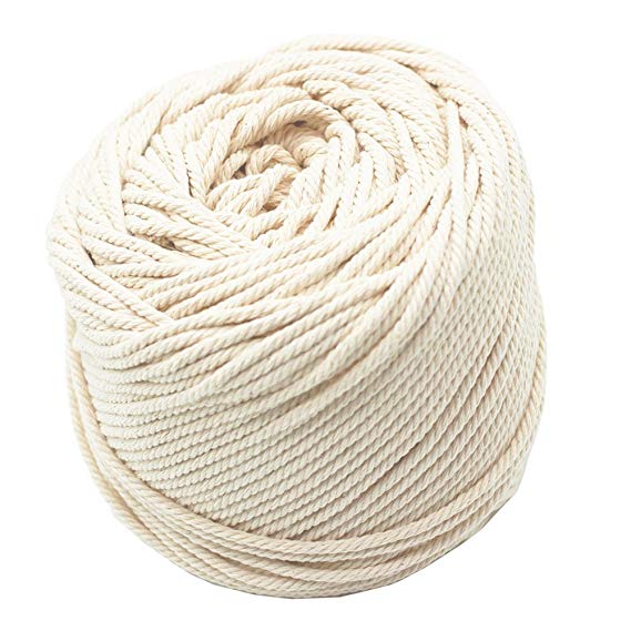 Natural Cotton Macrame Wall Hanging Plant Hanger Craft Making Knitting Cord Rope Natural Color 3mm 4mm 5mm (3mm)