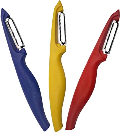 3-Set SWIVEL SERRATED Universal Peelers Red Yellow Blue For Vegetables and Fruits Great for Potato Сarrot Apples Сabbage Slicer Cutter