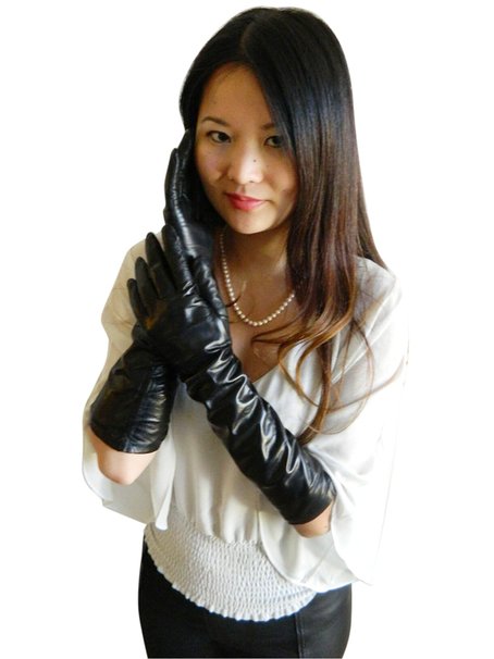 FOWNES Women's Silk Lined Metisse Lambskin Leather Elbow Length Gloves