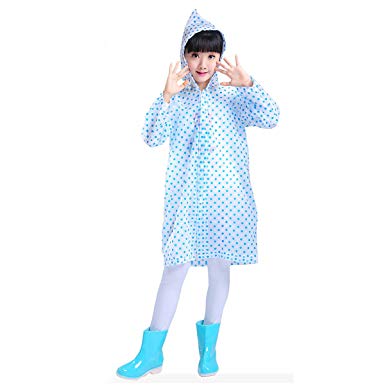 Smartown Kids Rain Ponchos, Portable Reusable Emergency Raincoat Cover Long Rainwear for Girls