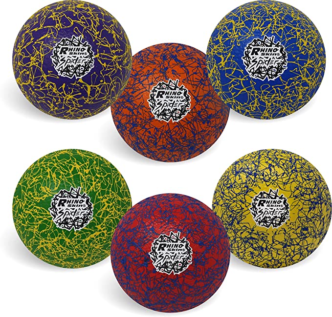 Champion Sports Premium Rhino Skin Extreme Color Dodgeballs - Glow in the Dark, Color Changing, and Spider Grip - Low Bounce Dodgeballs