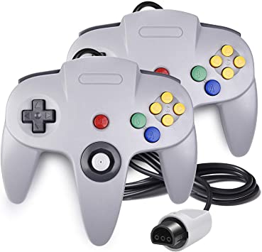 2 Pack N64 Controller, iNNEXT Classic Wired N64 64-bit Gamepad Joystick for Ultra 64 (Gray)