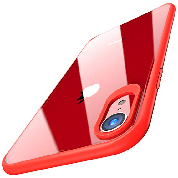 TOZO for iPhone XR Case 6.1 Inch (2018) Hybrid Soft Grip Matte Finish Clear Back Panel Ultra-Thin [Slim Thin Fit] Shock Absorption Cover for iPhone XR with [Red Edge]