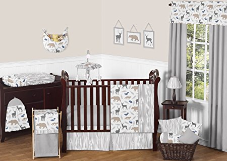 Sweet Jojo Designs Woodland Animals Baby Boy Bedding 11pc Crib Set without bumper