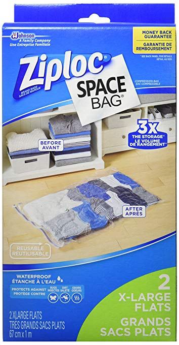 Ziploc Space Bag Compression Storage Flat Extra Large Bags - 2 Count