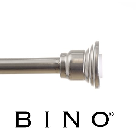 BINO 'Doric' Rust Proof Aluminum Shower Curtain Tension Rod, Brushed Nickel - 42" to 72" - Adjustable Bathroom Stall Tension Pole