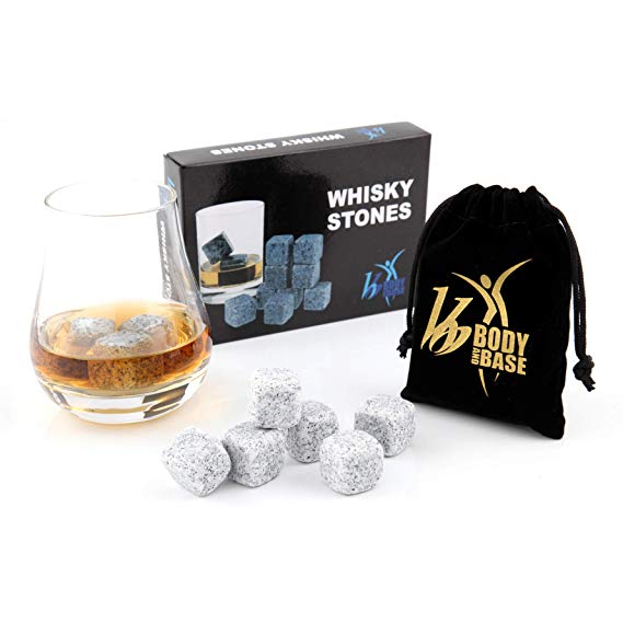 9pcs Whisky Ice Stones Drinks Cooler Cubes Whiskey Scotch on The Rocks Granite - Colours Available: BLack; Light Granite; Dark Granite; White (Light Granite)
