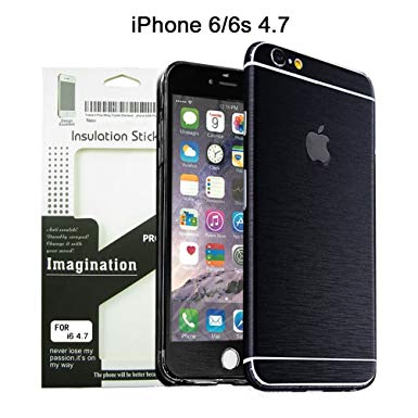 Brushed Metal Full Body Skin Sticker Aluminum Decal Wrap Cover for iPhone 6 / 6s (Black), Dustproof - Waterproof - Oilproof and fingerprints prevent