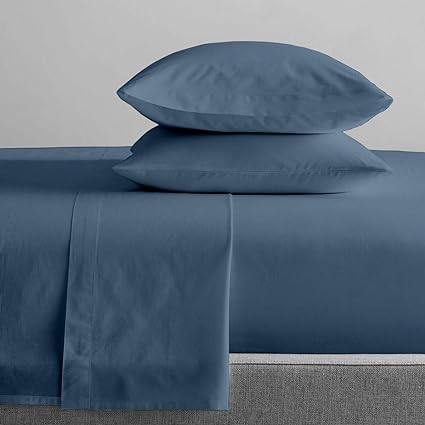 Slumberdown 4 Pieces Full Bed Sheet Set - 800 Thead Count Soft and 100% Egyptian Cotton, 15 Inch Deep Pockets, Wrinkle & Fade Resistant Full Size Medium Blue Solid
