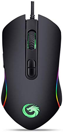 Gaming Mouse, Champhox GP03 USB Wired Laptop PC Computer Plug&Play ESports Gamer Mice for Windows7/8/10, Android, Linux, MacOS, 4800DPI Optical Sensor, 7 Programmable Button, 4-RGB Breathing LED Light