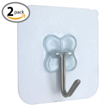 HOMEE Meike Heavy Duty Stainless Steel Seamless Hook Solid Glue With No Traces for Bathroom Kitchen Wall & Ceiling(2)