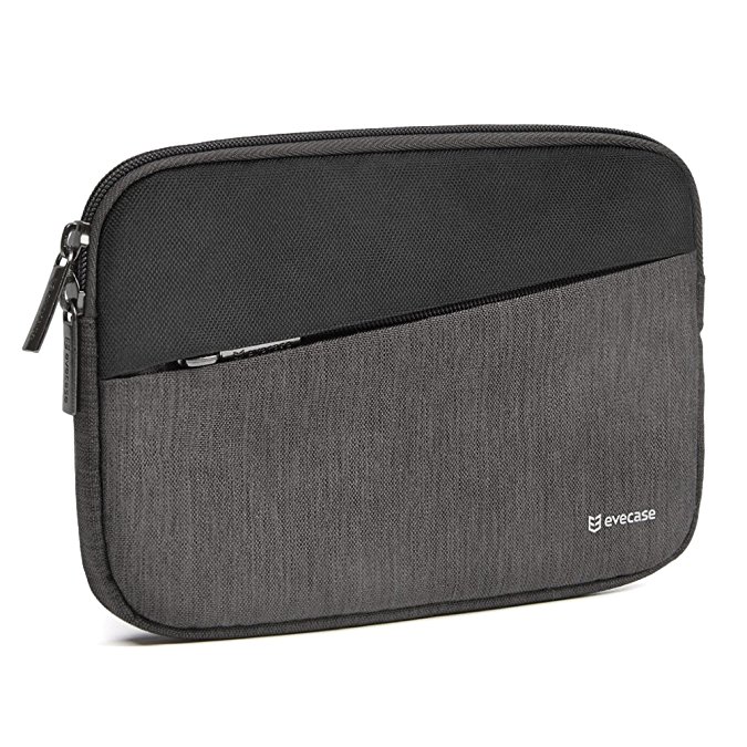 6-7 inch Tablet Sleeve, Evecase Water Repellent Shockproof Portable Carrying Neoprene Sleeve Protective Case Bag with Accessory Pocket - Black/Gray