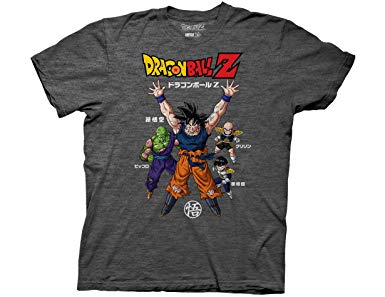 Ripple Junction Dragon Ball Z Group with Kanji Adult T-Shirt