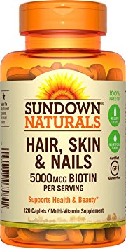 Sundown Naturals Hair, Skin & Nails 5000 Mcg of Biotin, 120 Tablets