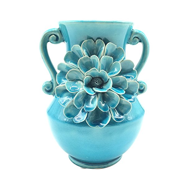 ANDING Vase Home Decoration Blue Crack Vase Handmade Big Flowers Kitchen Vase