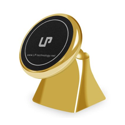 LP Magnetic Car Mount, 360 Degrees Universal Magnetic Car Mount Holder (Gold)