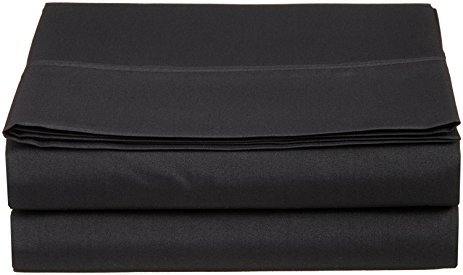 Full Size Flat Sheet 1800 Thread Count Double Brushed Microfiber Top Sheet Only - Soft, Hypoallergenic, Wrinkle, Fade, and Stain Resistant (Full, Black)