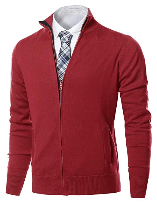 Youstar Men's Classic Half Zip Up Mock Neck Basic Sweater Top