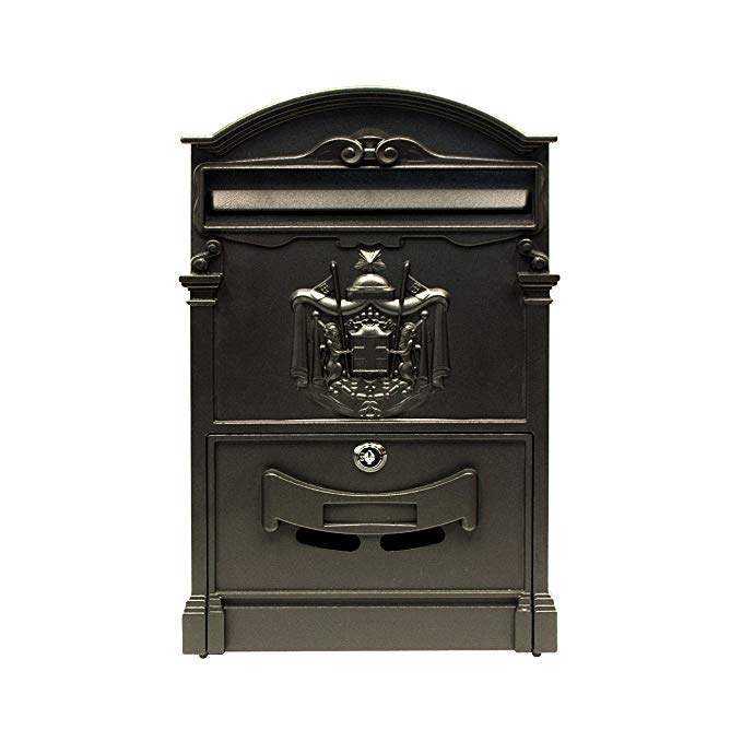 ALEKO USMB-05BK Elegant Wall Mounted Mail Box with Retrieval Door, 2 Keys and Bolts, Black