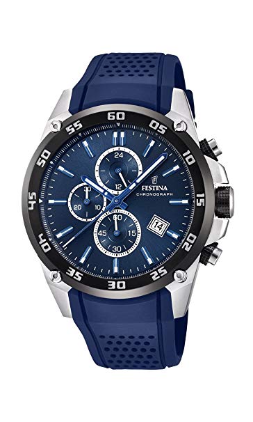 Festina 'The Originals Collection' Men's Quartz Watch with Blue Dial Chronograph Display and Blue Rubber Strap F20330/2