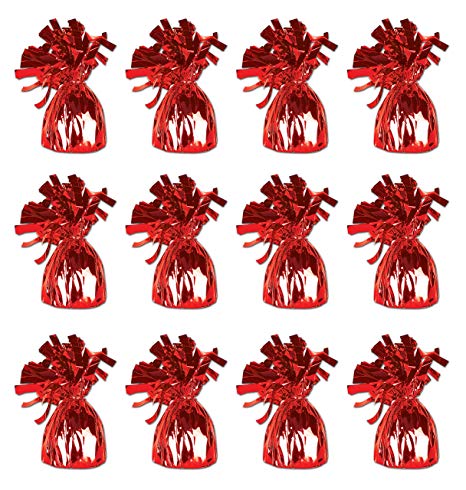 Beistle 50804-R 12-Piece Red Metallic Wrapped Balloon Weights
