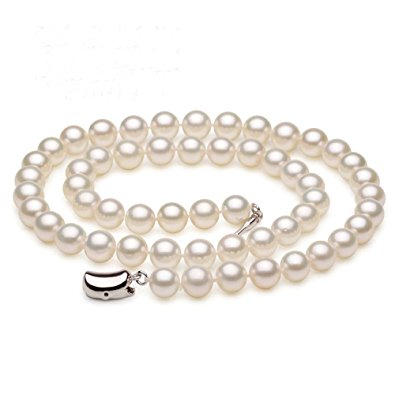 JYX AAA Classic Round White Freshwater Pearl Necklace 18"