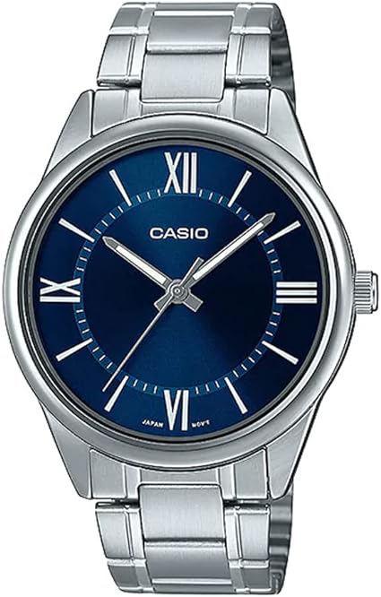 Casio MTP-V005D-2B5 Men's Standard Stainless Steel Blue Roman Dial Analog Watch