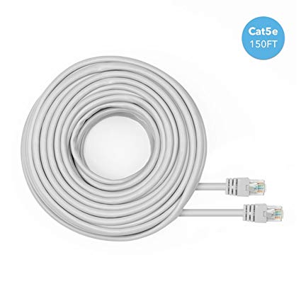 Amcrest Cat5e Cable 150ft Ethernet Cable Internet High Speed Network Cable for POE Security Cameras, Smart TV, PS4, Xbox One, Nintendo Switch, Laptop, Computer, Home (CAT5ECABLE150)