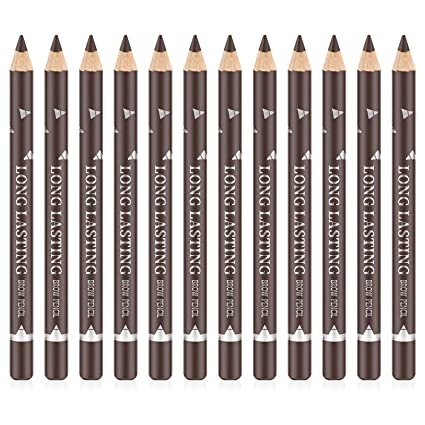 Ownest 12 Pcs Eyebrow Pencil Eyeliner Set, Eyeliner Gel Gel Waterproof Eyebrow Pencil Long Lasting Eyeliner Professional Eye Makeup Pen-Brown