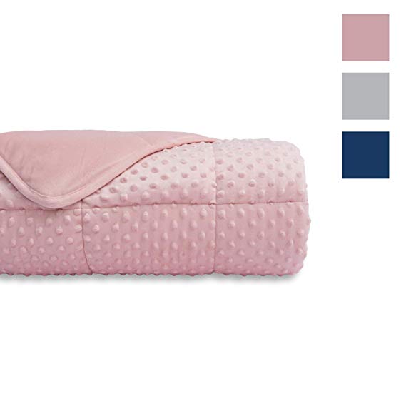 Alansma Weighted Blanket, Premium Heavy Blanket with Glass Beads for Comfort Deep Sleep (Pink, 48''x72'' 10lbs)