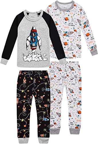shelry Pajamas for Boys and Girls Kids Dinosaur Sleepwear Baby Christmas Clothes Toddler Children 4 Pieces Pants Set