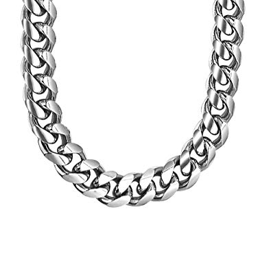 Sterling Manufacturers Miami Cuban Link Chain - Platinum Plated 8.6 MM Solid .925 Sterling Silver - Secure Link Lock Design Made in Italy