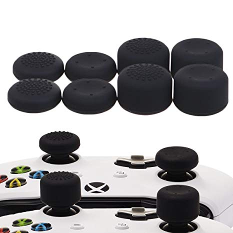 YoRHa Professional Thumb Grips Thumbstick Joystick Cap Cover (black) Extra High 8 Units Pack for Xbox One, Xbox One X, Xbox One S, Switch PRO Controller