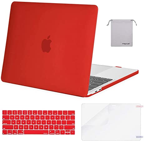 MOSISO Compatible with MacBook Pro 13 inch Case 2016-2020 Release A2338 M1 A2289 A2251 A2159 A1989 A1706 A1708, Plastic Hard Shell Case&Keyboard Cover Skin&Screen Protector&Storage Bag, Red