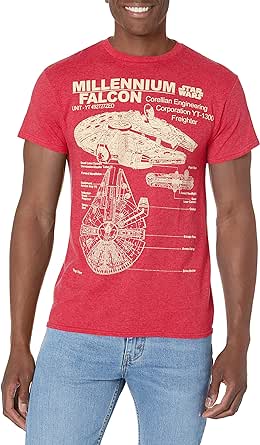 STAR WARS Men's Millennium Falcon Detailed Drawing T-Shirt