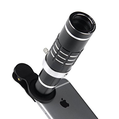 Cell Phone Lens 18X Telephoto Lens Super Wide Angle Lens Macro Lens with Mini Flexible Tripod and Universal Clip for iPhone Samsung Most Smartphone 3 in 1 Camera Kit (Black)