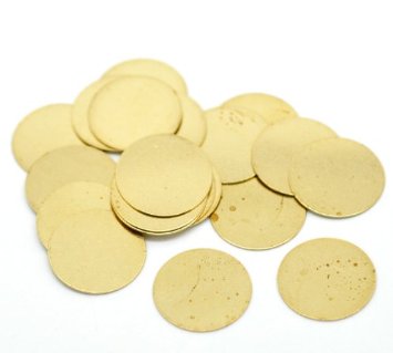 Rockin Beads Brand, 100 Solid Brass Stamping Round Blanks with No Hole Disk Tag Pendants 16mm 5/8 Inch Require Polishing