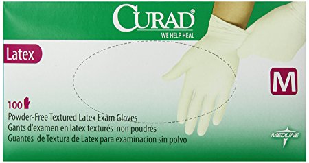 Curad Powder-Free Latex Exam Gloves, Medium, 100 Count