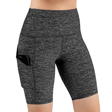 ODODOS High Waist Out Pocket Yoga Shots Tummy Control Workout Running 4 Way Stretch Yoga Shots