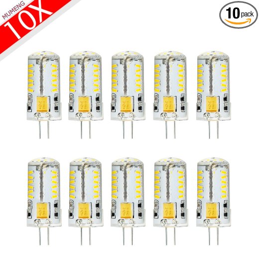 MUMENG 10 Pack 5W AC/DC 12v 350LM Bright G4 LED Lights Bulb Lamps 57 LED SMD3014 Warm White G4 Base LED Bulbs Non-dimmable 40W Incandescent Bulb Equivalent