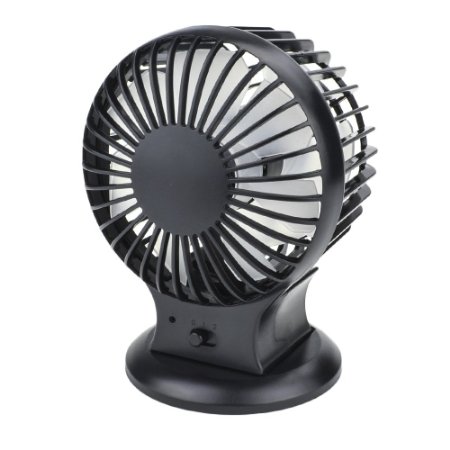 Mini Desk Fan Volador USB & Battery Operated Fan Rechargeable Electric Fan Quiet Personal Fan, Dual Blades, Adjustable Angle, Built-in Battery, USB Charging Cable (Black)