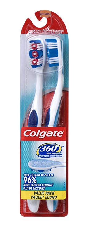 Colgate 360 Toothbrush, Soft, 2 Count Value Pack