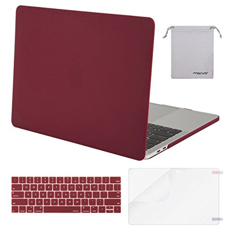 Mosiso MacBook Pro 13 Case 2017 & 2016 Release A1706/A1708, Plastic Hard Case Shell with Keyboard Cover with Screen Protector with Storage Bag for Newest MacBook Pro 13 Inch, Wine Red