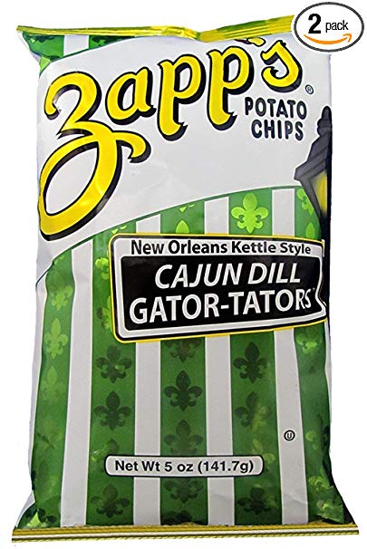Zapp's Potato Chips - NEW ORLEANS KETTLE STYLE CAJUN DILL GATOR-TATORS - 2 x 5 oz