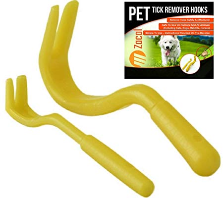 Tick Hook Remover Removal Tool, Remove Ticks On Dogs, Cats, Other Pets and Humans. Easy To Use, Pocket Instructions Included - Pack of 2 Hooks