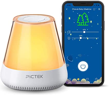 PICTEK White Noise Machine, 11 Non-Looping HiFi White Noise and Lullaby Smoothing Sound,Nightlight for Night Feedings and Toddler Sleep Training