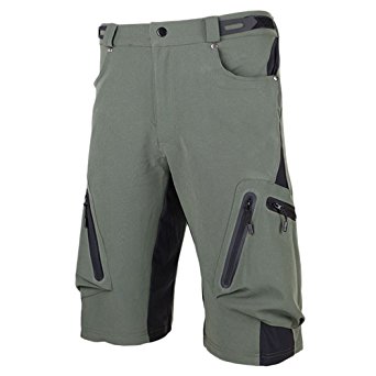 Cycorld Mens Mountain Bike Biking Shorts, Water Repellent MTB Shorts, Loose Fit Cycling Baggy Pants With Zip Pockets