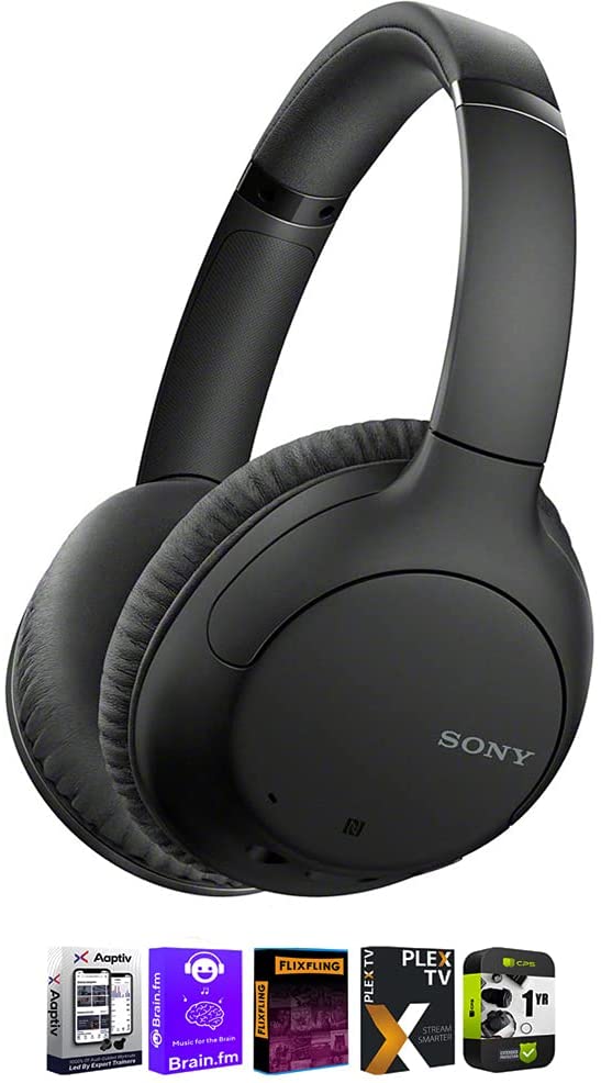 Sony WHCH710N/B Bluetooth Wireless Noise-Canceling Headphones Black Bundle with Tech Smart USA Audio Entertainment Essentials Bundle 2020 and 1 YR CPS Enhanced Protection Pack